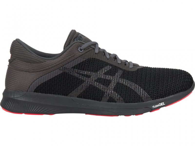 Asics Fuzex Rush Running Shoes For Men Black/Dark Grey/Coral 817WXBSR