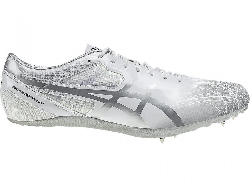 Asics Sonicsprint Shoes For Men White/Silver/Deep Grey 062VKUIG