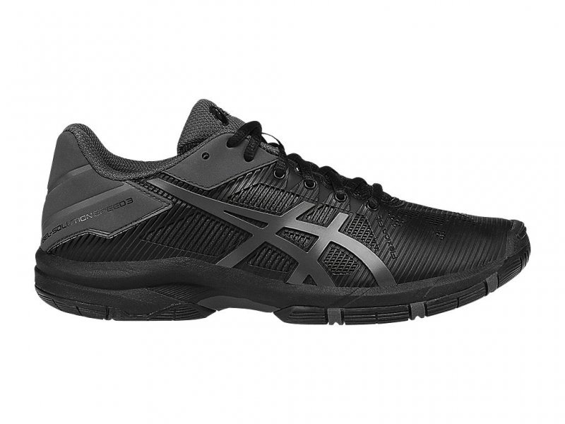 Asics Gel-Solution Speed 3 Sports Shoes For Kids Black/Dark Grey 784PVAMR