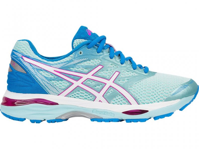Asics Gel-Cumulus 18 Running Shoes For Women Light Turquoise Grey/White/Pink 452GFWID