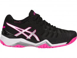 Asics Gel-Resolution 7 Tennis Shoes For Women Black/Silver/Pink 558GBNVV Asics Gel-Resolution 7 Tennis Shoes For Women Black/Silver/Pink 558GBNVV