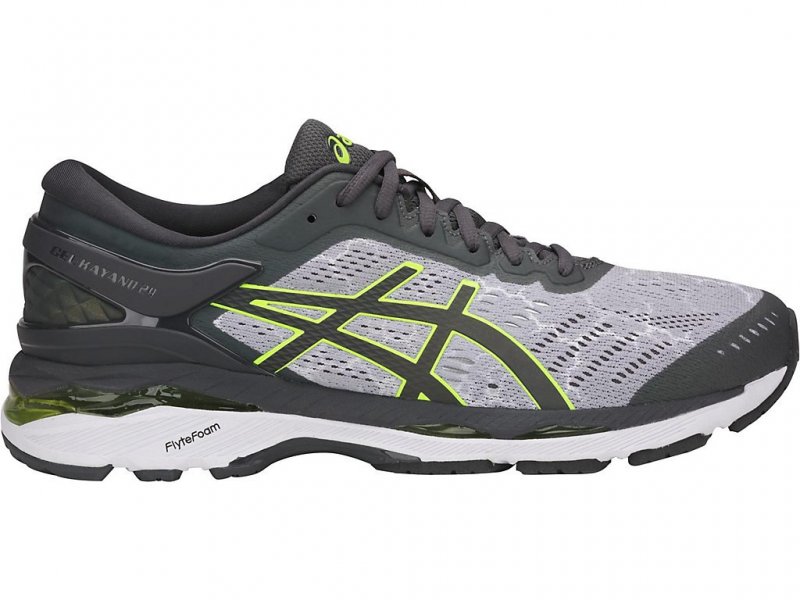 Asics Gel-Kayano 24 Running Shoes For Men Grey/Dark Grey/Yellow 885OJYSO