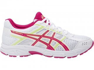 Asics Gel-Contend 4 Running Shoes For Kids White/Pink/Green 563LTOUO