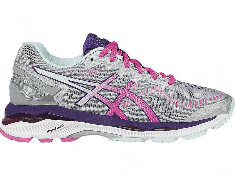 Asics Gel-Kayano 23 Running Shoes For Women Silver/Pink/Purple 875OMQWA