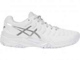 Asics Gel-Resolution 7 Tennis Shoes For Women White/Silver 466YPSVY Asics Gel-Resolution 7 Tennis Shoes For Women White/Silver 466YPSVY