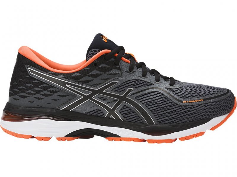Asics Gel-Cumulus 19 Running Shoes For Men Dark Grey/Black/Orange 125QOAWW