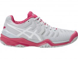Asics Gel-Resolution 7 Tennis Shoes For Women Grey/White/Red 639JMJHK Asics Gel-Resolution 7 Tennis Shoes For Women Grey/White/Red 639JMJHK