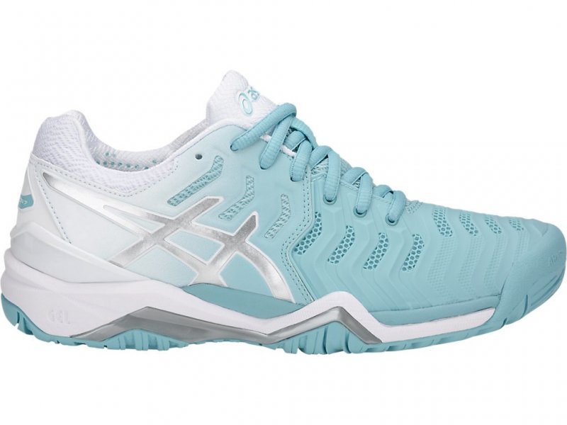 Asics Gel-Resolution 7 Tennis Shoes For Women Blue/Silver/White 721FQFNX