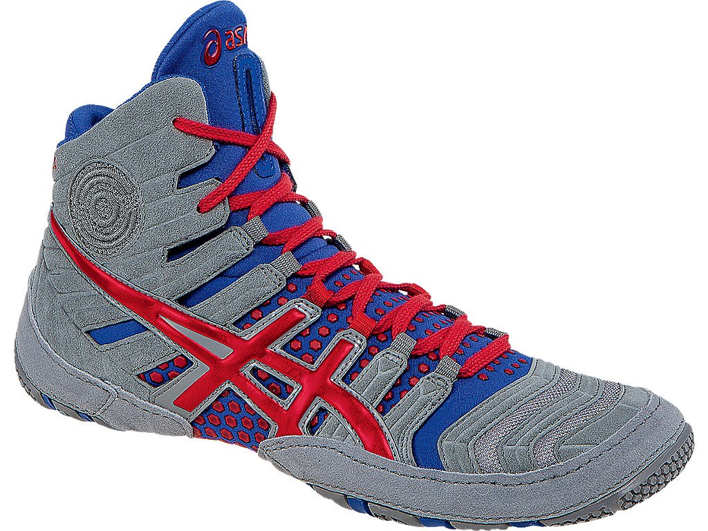 Asics Dan Gable Wrestling Shoes For Men Grey/Red/Blue 020KNBBH
