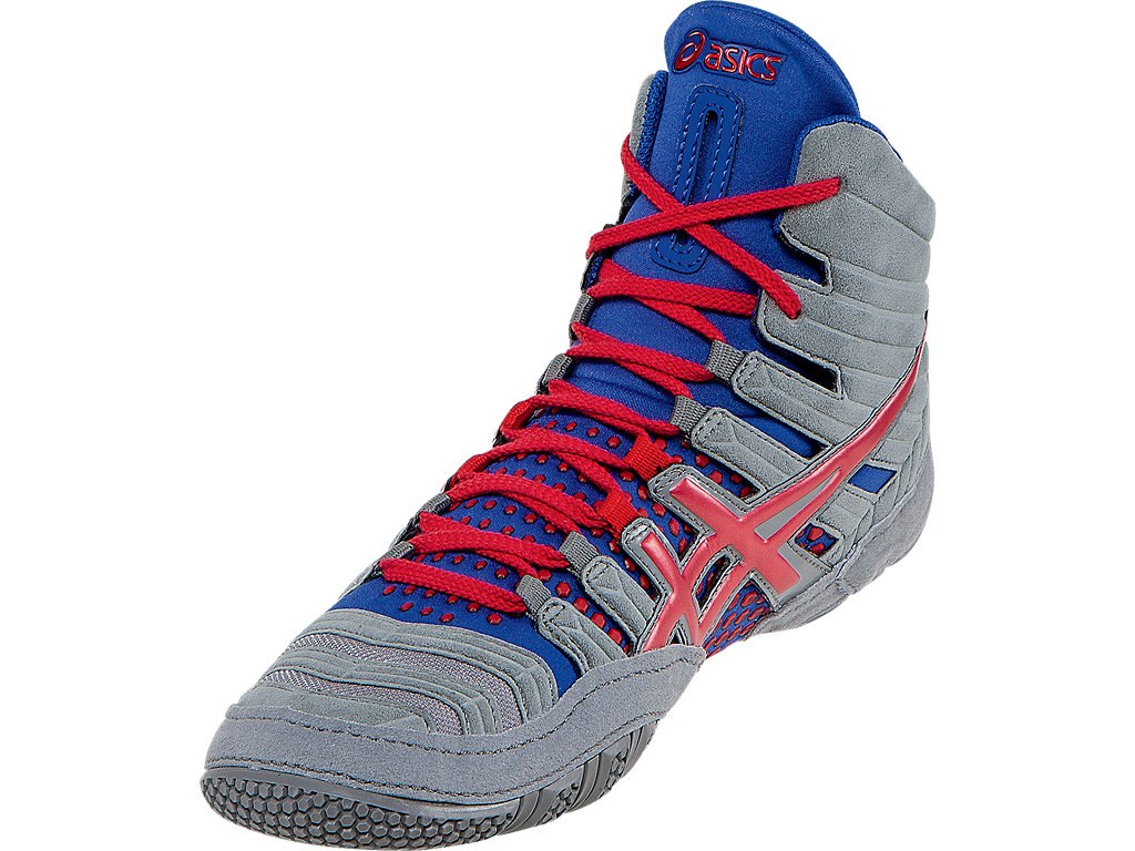 Asics Dan Gable Wrestling Shoes For Men Grey/Red/Blue 020KNBBH