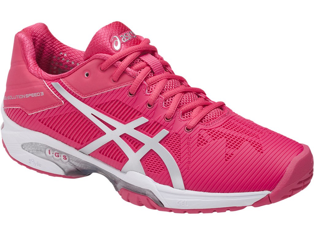 Asics Gel-Solution Speed 3 Tennis Shoes For Women Red/Silver/White 033VVBZG