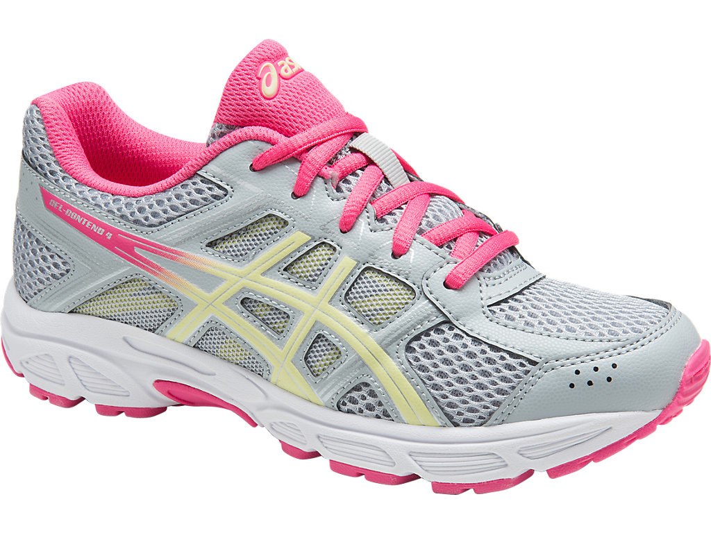 Asics Gel-Contend 4 Running Shoes For Kids Grey/Light Green/Pink 079NNOHU