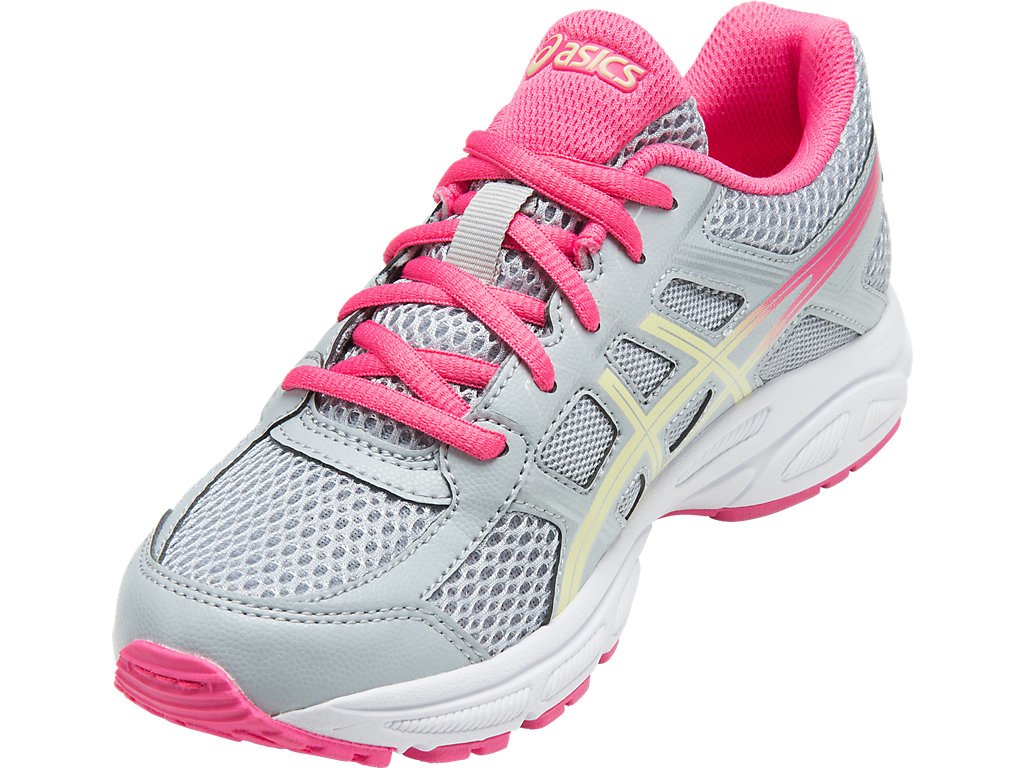 Asics Gel-Contend 4 Running Shoes For Kids Grey/Light Green/Pink 079NNOHU