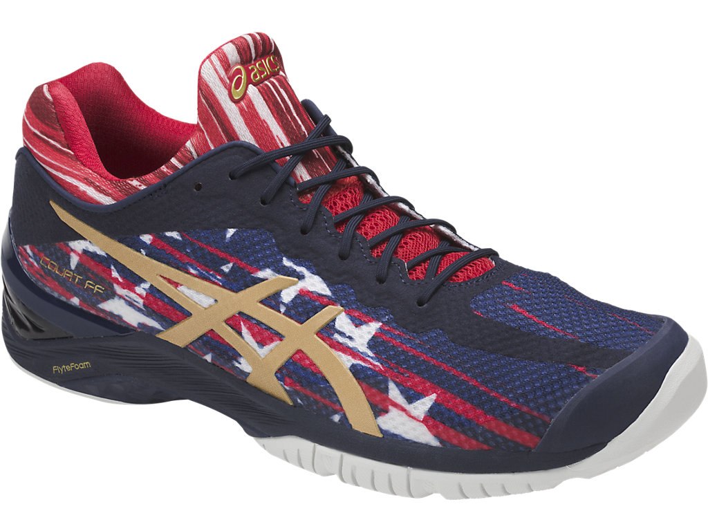 Asics Gel-Court Tennis Shoes For Men Indigo Blue/Gold/Red 081CPXCQ
