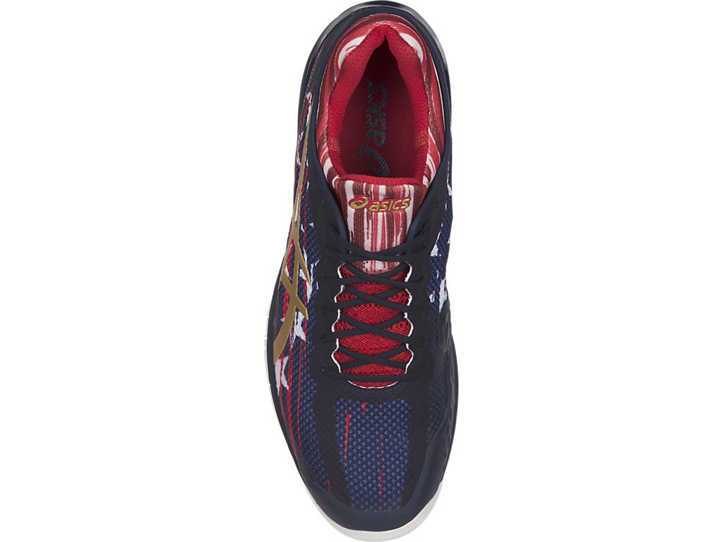 Asics Gel-Court Tennis Shoes For Men Indigo Blue/Gold/Red 081CPXCQ