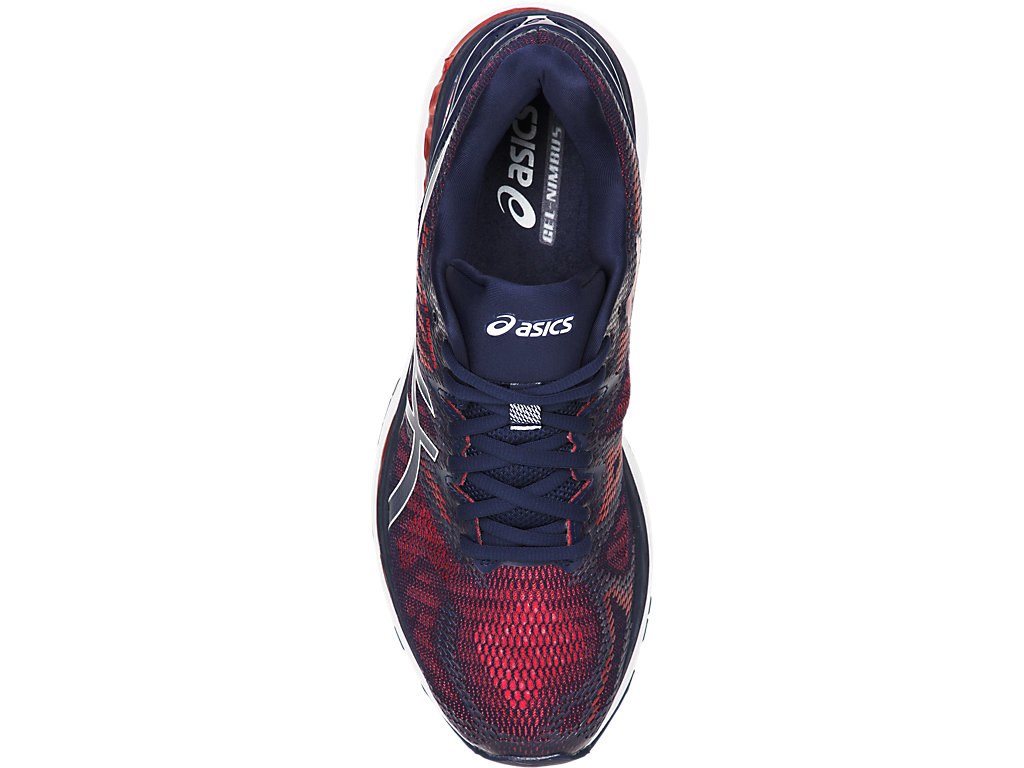 Asics Gel-Nimbus 20 Running Shoes For Men Indigo Blue/Indigo Blue/Red 081HRIFD