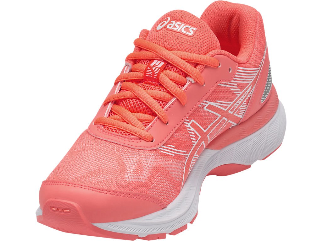 Asics Gel-Nimbus 19 Running Shoes For Kids Coral/White/Coral 091UHSNY