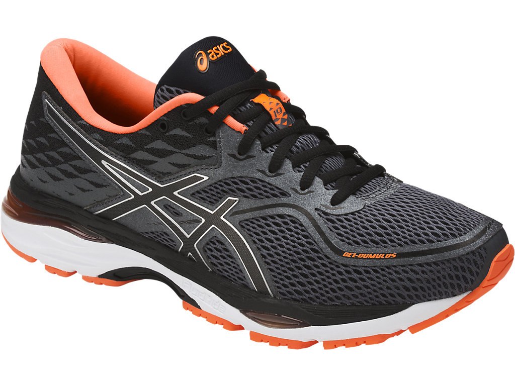 Asics Gel-Cumulus 19 Running Shoes For Men Dark Grey/Black/Orange 125QOAWW