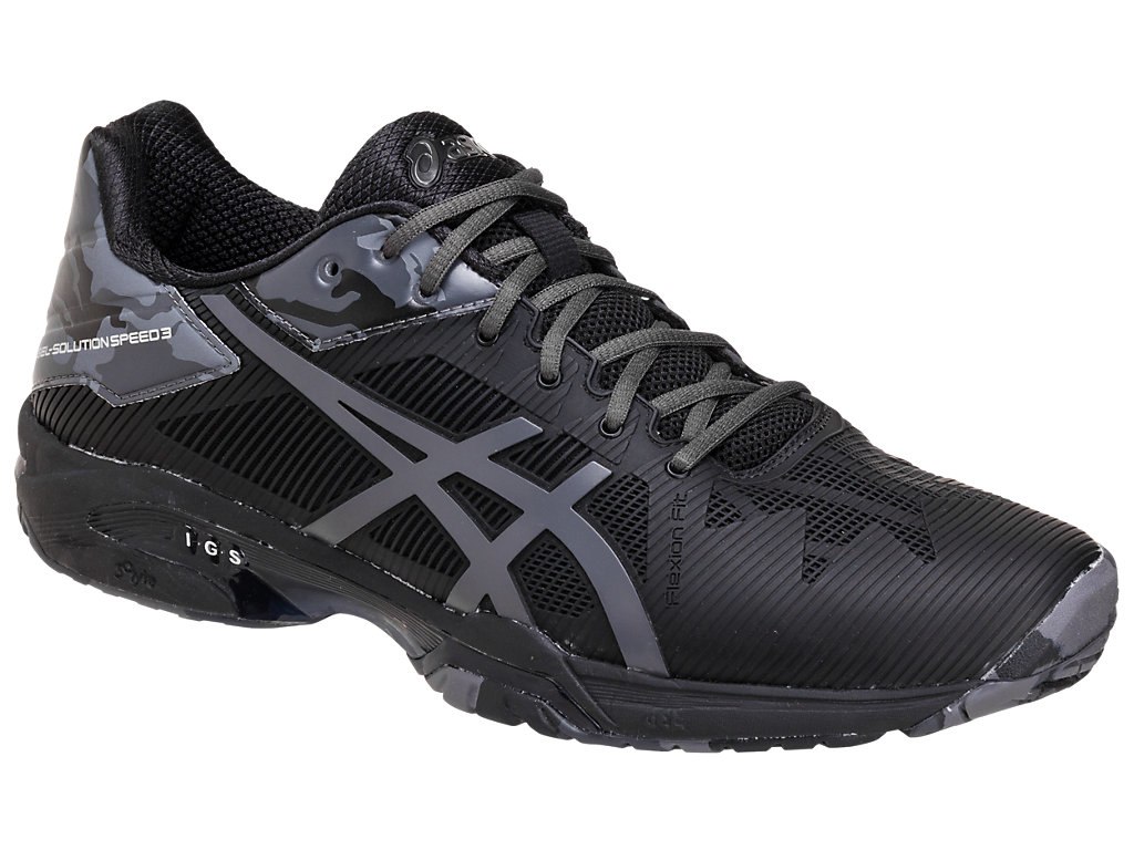 Asics Gel-Solution Speed 3 Tennis Shoes For Men Black/Dark Grey 128KZNIL