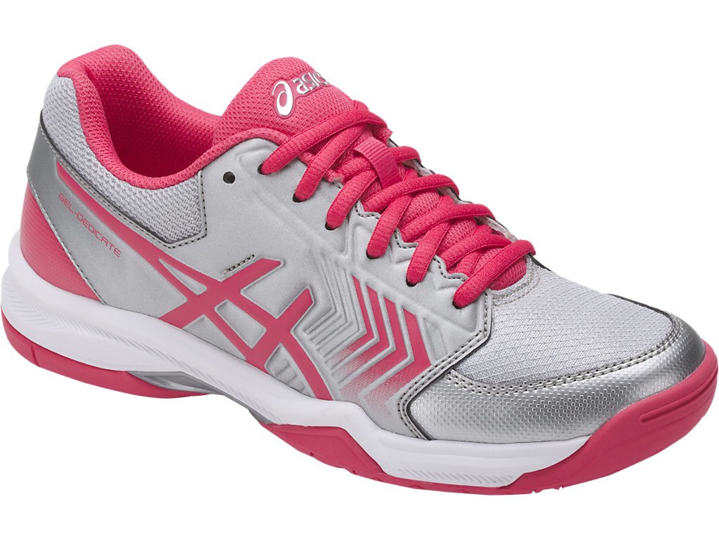 Asics Gel-Dedicate 5 Tennis Shoes For Women Silver/Red/White 145HCYVP