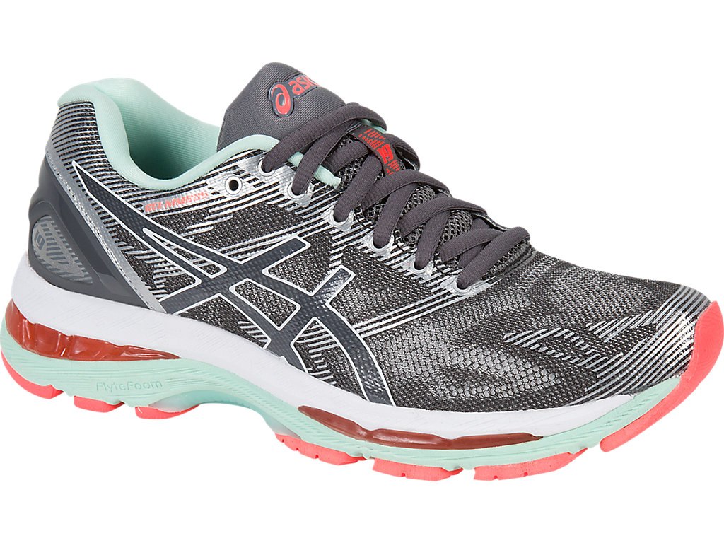 Asics Gel-Nimbus 19 Running Shoes For Women Dark Grey/White/Coral 154FUCOG