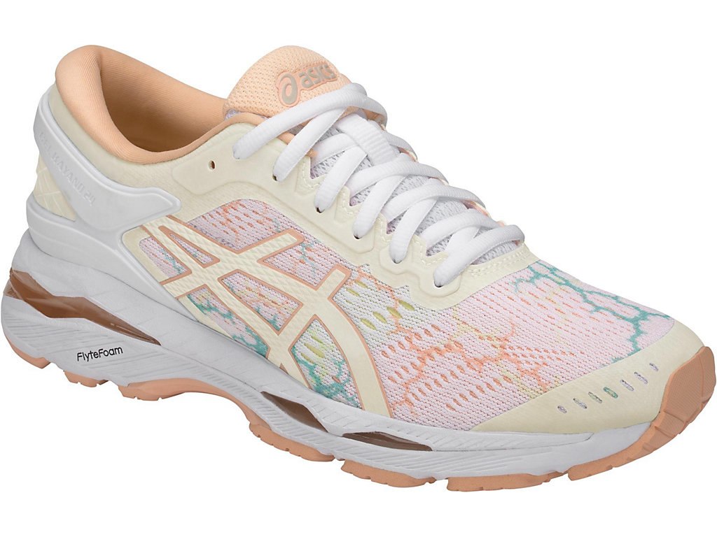 Asics Gel-Kayano 24 Running Shoes For Women White/Apricot 163UQKVK