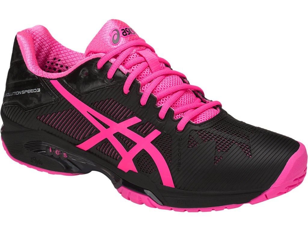 Asics Gel-Solution Speed 3 Tennis Shoes For Women Black/Pink/Silver 168MBTGZ