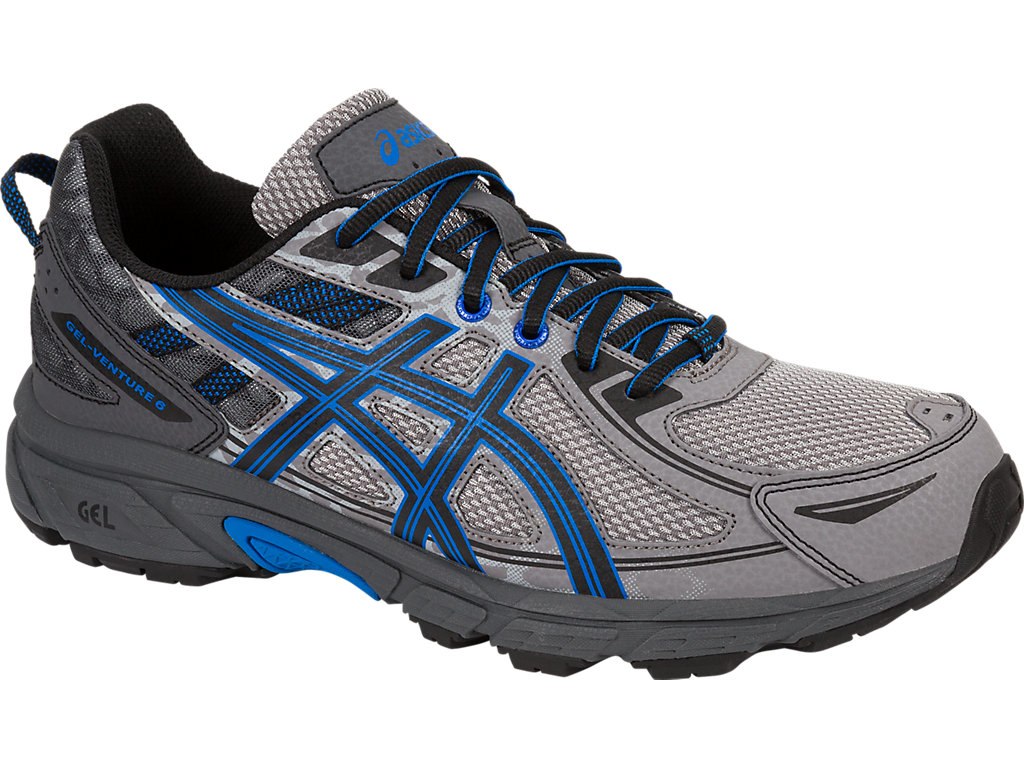 Asics Gel-Venture 6 Running Shoes For Men Grey/Black/Blue 169KHKDB