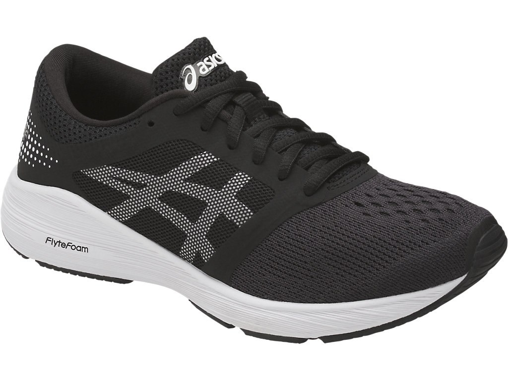 Asics Roadhawk Ff Running Shoes For Kids Black/White/Silver 207QZSVF