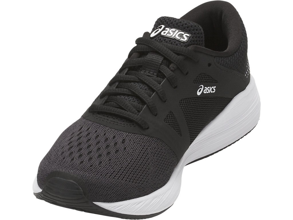 Asics Roadhawk Ff Running Shoes For Kids Black/White/Silver 207QZSVF