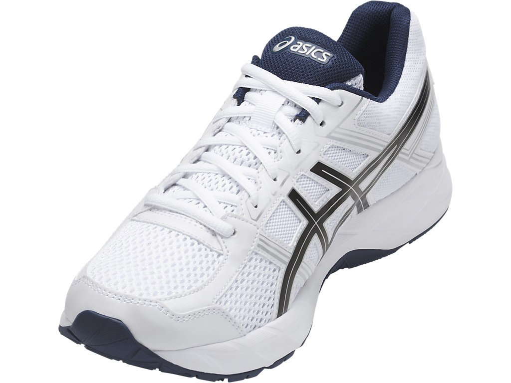 Asics Gel-Contend 4 Running Shoes For Men White/Black/Blue 210FTBQV