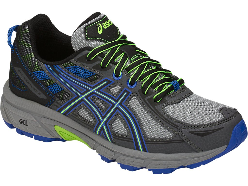 Asics Gel-Venture 6 Shoes For Kids Grey/Black/Blue 219NCRKV