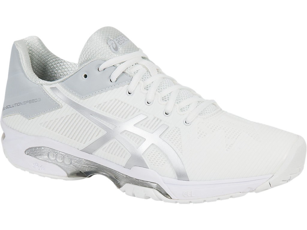 Asics Gel-Solution Speed 3 Tennis Shoes For Women White/Silver 224ZJHFK