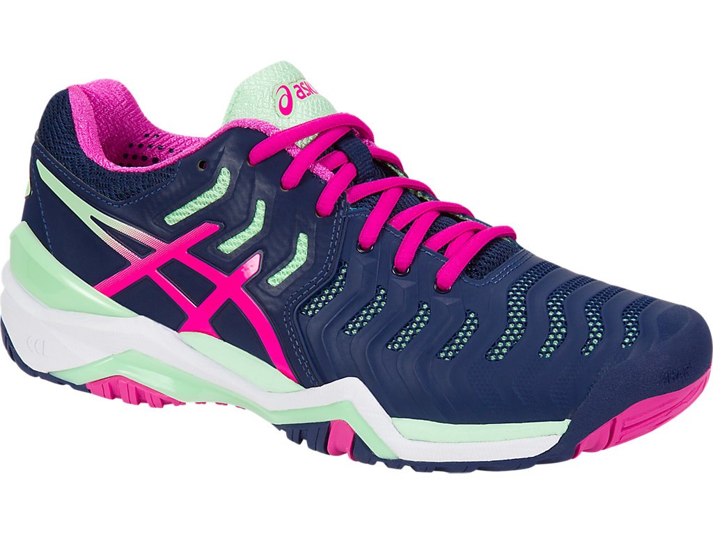 Asics Gel-Resolution 7 Tennis Shoes For Women Indigo Blue/Pink/Green 256BDUFI