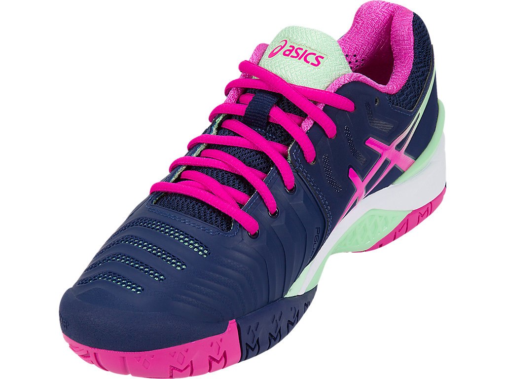 Asics Gel-Resolution 7 Tennis Shoes For Women Indigo Blue/Pink/Green 256BDUFI