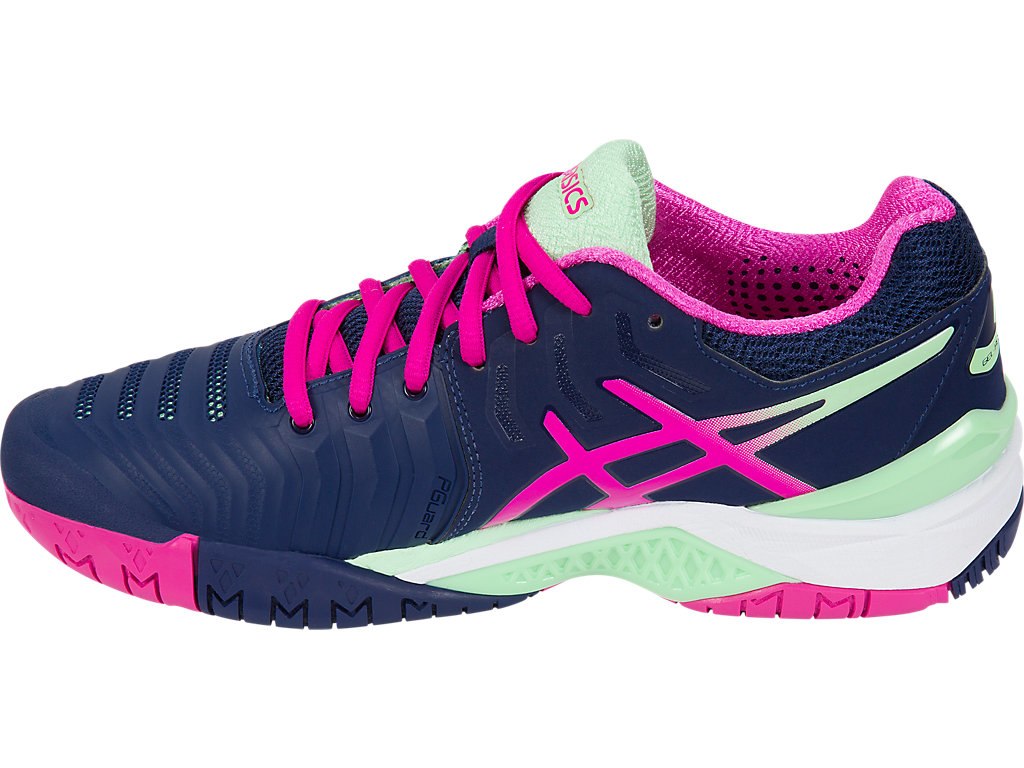 Asics Gel-Resolution 7 Tennis Shoes For Women Indigo Blue/Pink/Green 256BDUFI