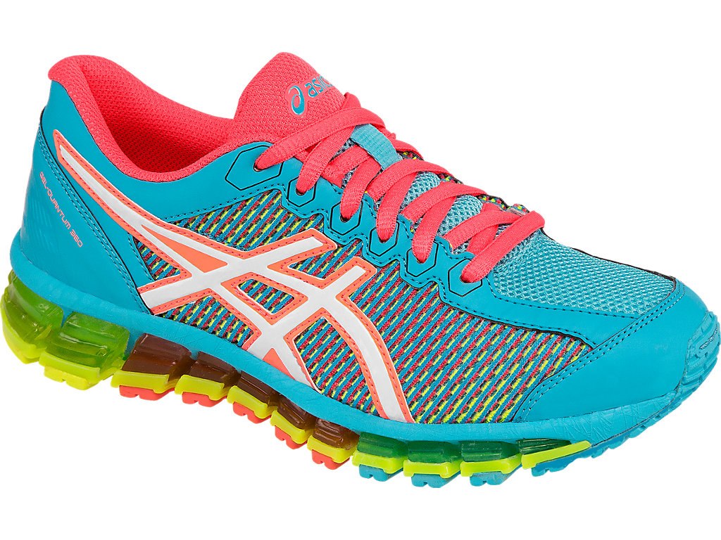 Asics Gel-Quantum 360 Running Shoes For Kids Light Turquoise/White/Coral 258ORDRM
