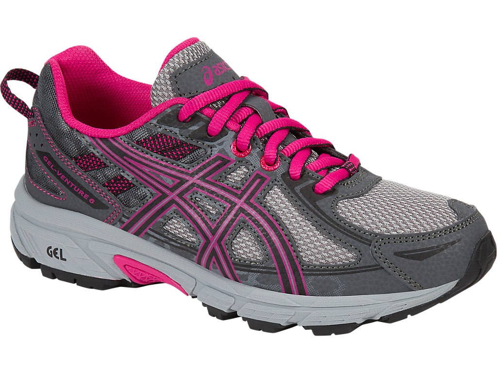 Asics Gel-Venture 6 Shoes For Kids Dark Grey/Black/Pink 260ZJRWN
