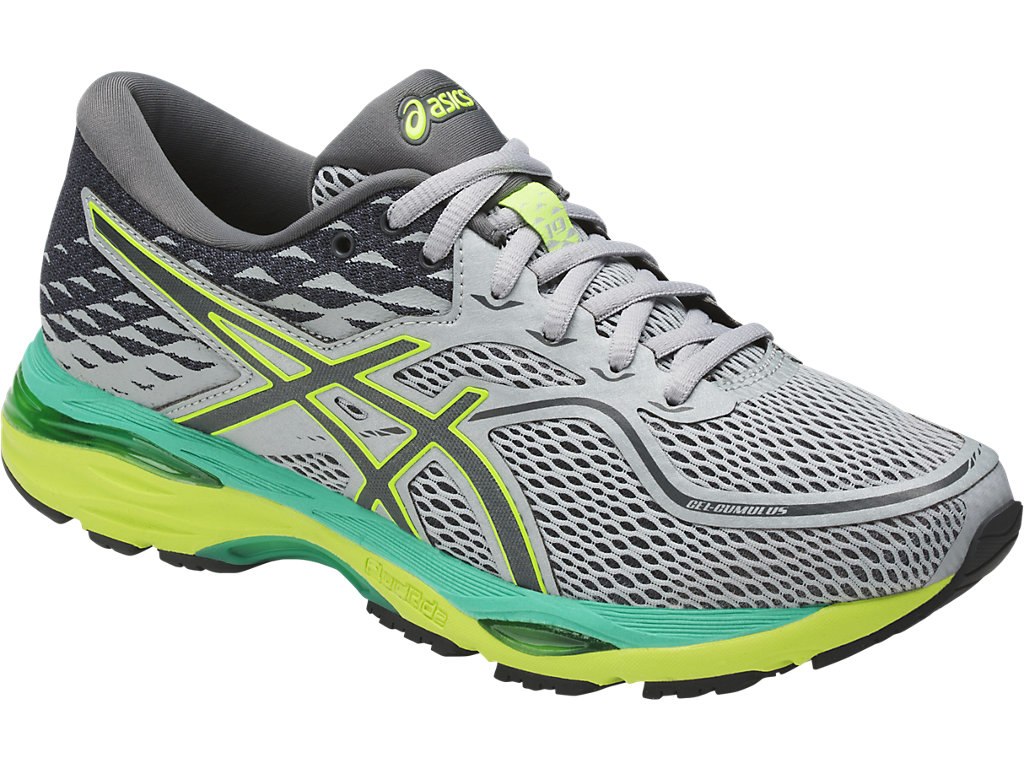 Asics Gel-Cumulus 19 Running Shoes For Women Grey/Dark Grey/Yellow 303RMOOG