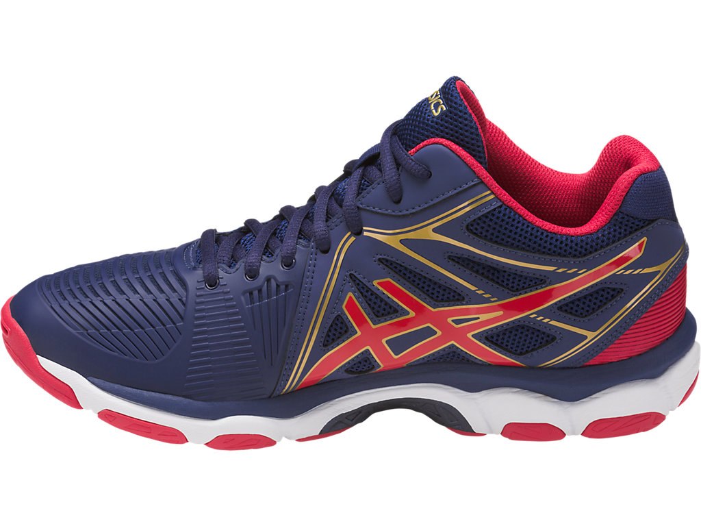Asics Gel-Netburner Ballistic Shoes For Men Indigo Blue/Red/Gold 307GUFIC