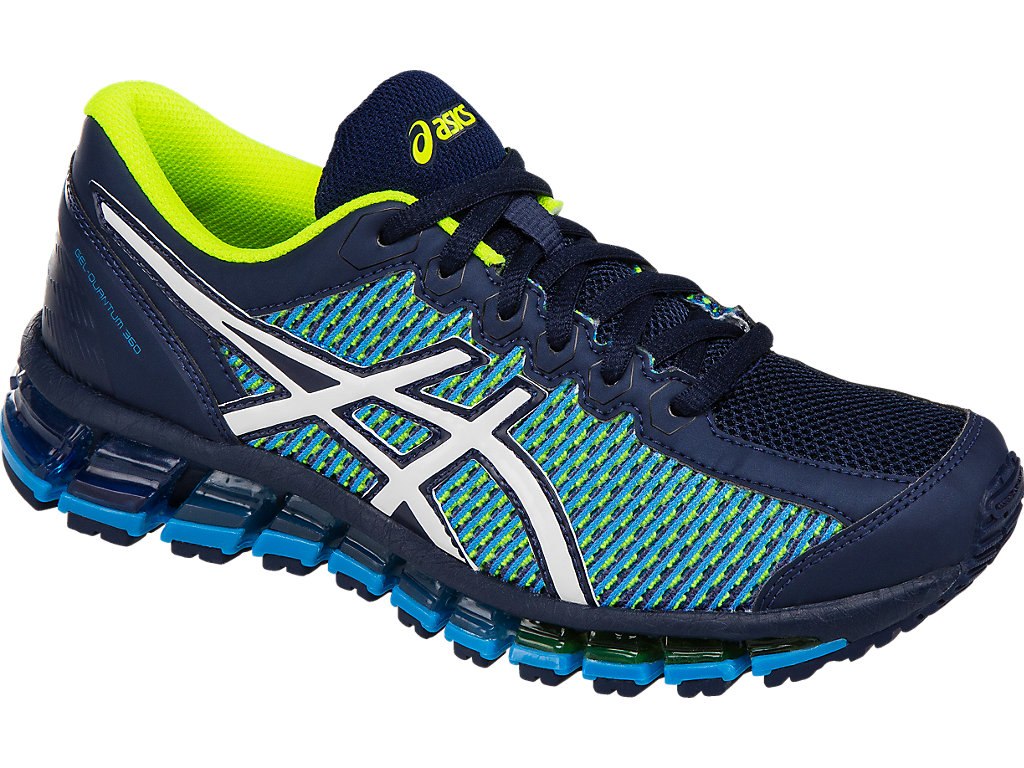 Asics Gel-Quantum 360 Running Shoes For Kids Navy/White/Yellow 313SMGAG