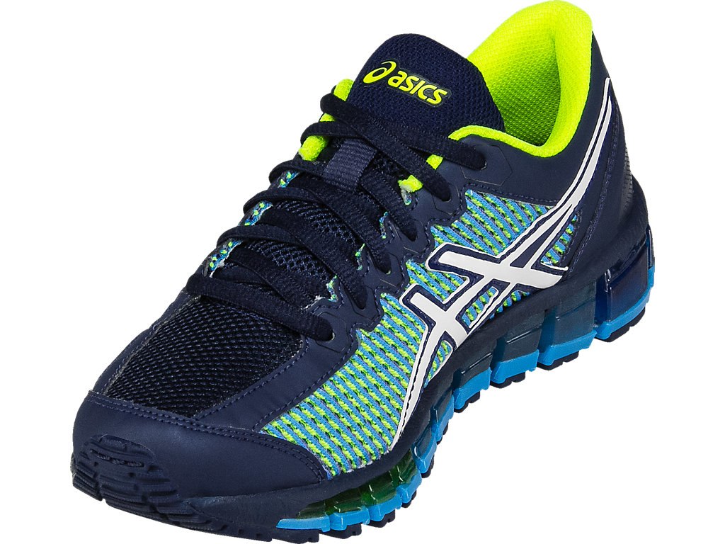 Asics Gel-Quantum 360 Running Shoes For Kids Navy/White/Yellow 313SMGAG