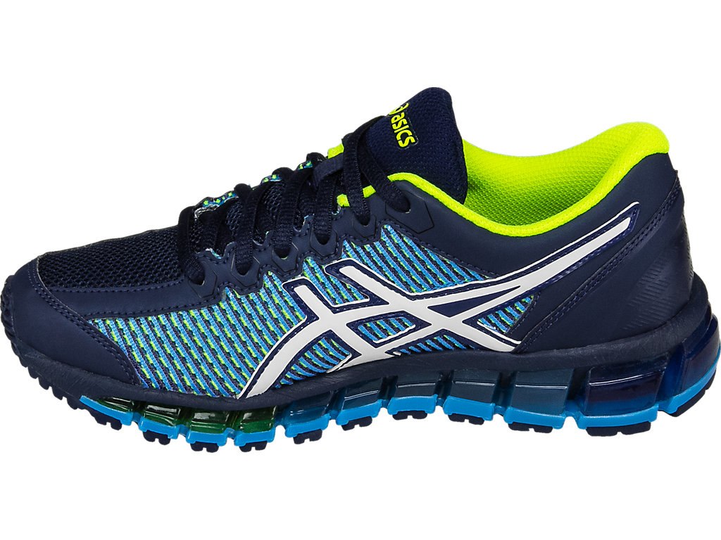 Asics Gel-Quantum 360 Running Shoes For Kids Navy/White/Yellow 313SMGAG