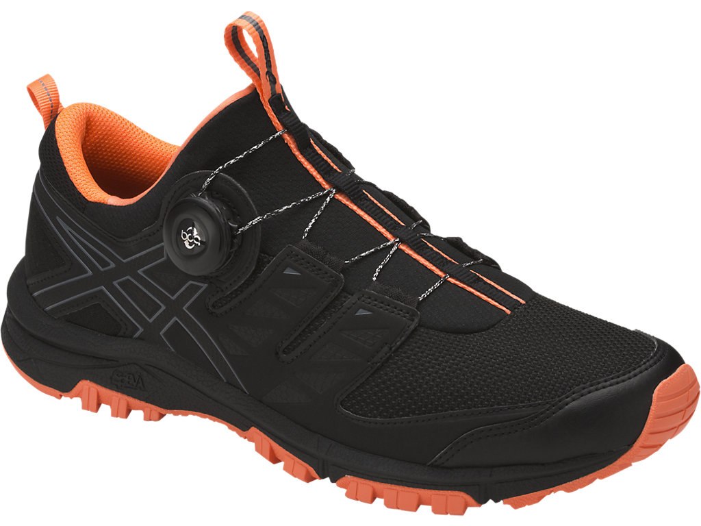 Asics Gel-Fujirado Running Shoes For Men Black/Dark Grey/Orange 386IPOWH