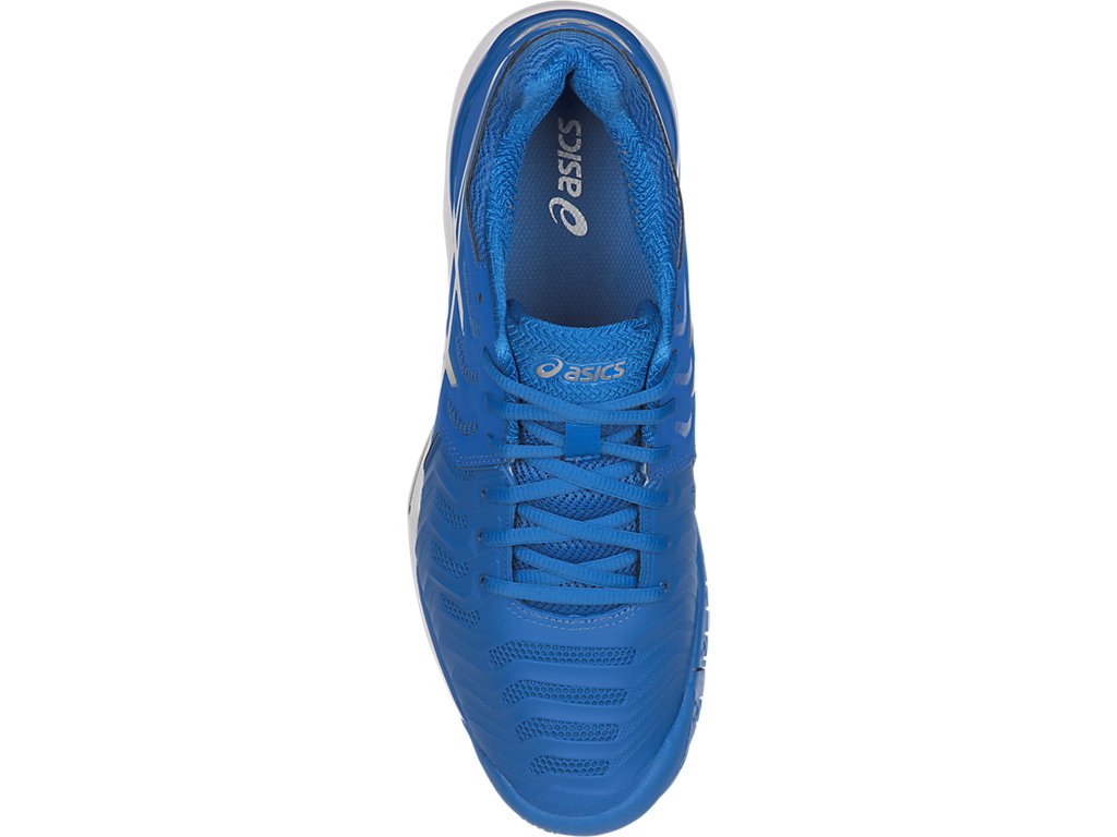 Asics Gel-Resolution 7 Tennis Shoes For Men Blue/Silver/White 430OLBZW