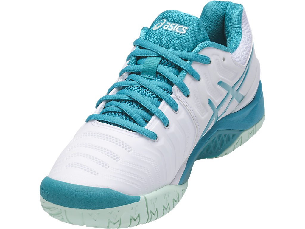 Asics Gel-Resolution 7 Tennis Shoes For Women White/Light Turquoise 437ENAPG