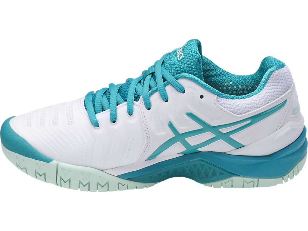 Asics Gel-Resolution 7 Tennis Shoes For Women White/Light Turquoise 437ENAPG