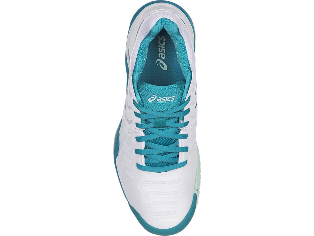 Asics Gel-Resolution 7 Tennis Shoes For Women White/Light Turquoise 437ENAPG