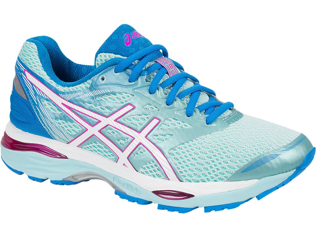 Asics Gel-Cumulus 18 Running Shoes For Women Light Turquoise Grey/White/Pink 452GFWID