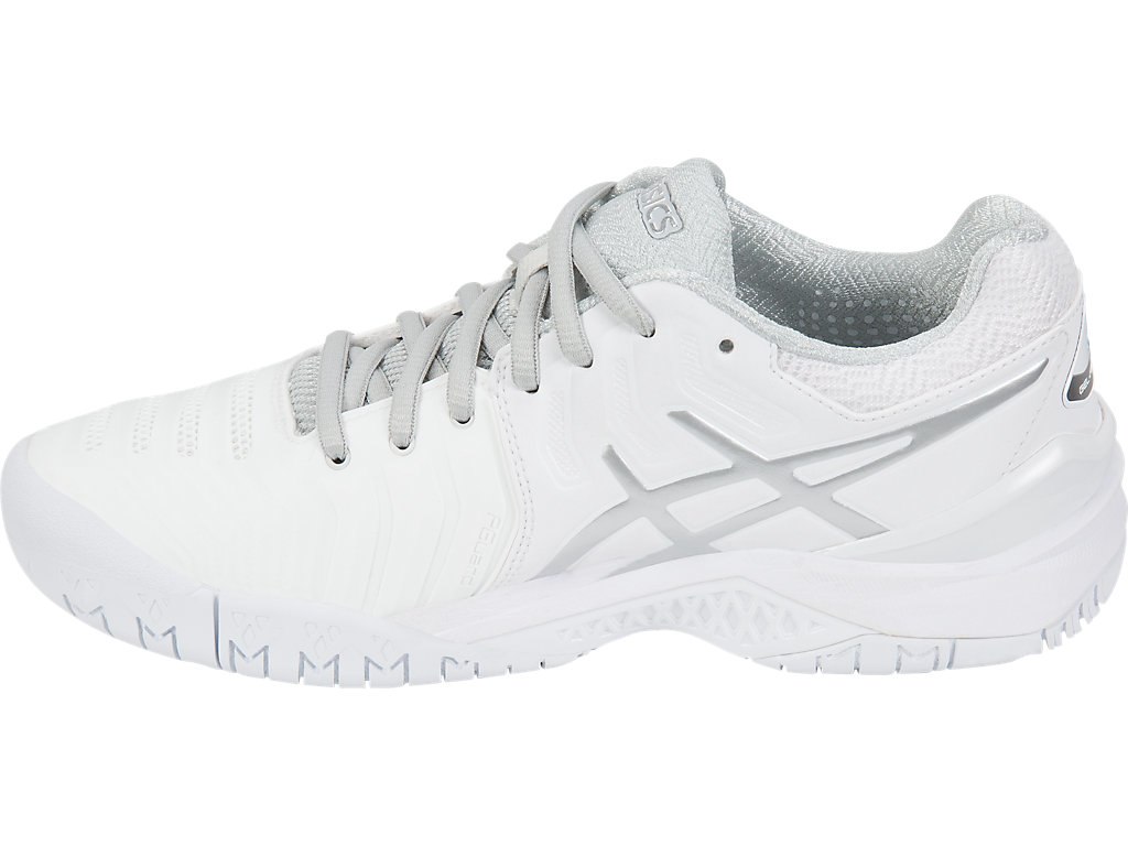 Asics Gel-Resolution 7 Tennis Shoes For Women White/Silver 466YPSVY